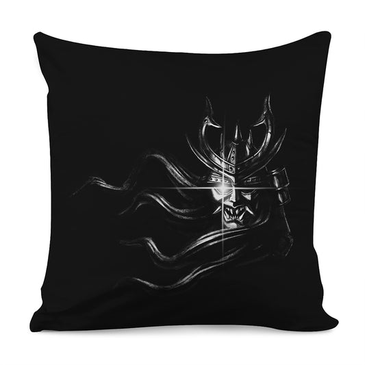Evil Samurai Mask Print Pillow Cover