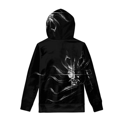 Evil Samurai Mask Print Pullover Hoodie
