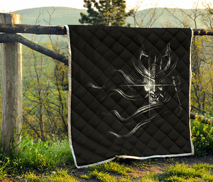 Evil Samurai Mask Print Quilt