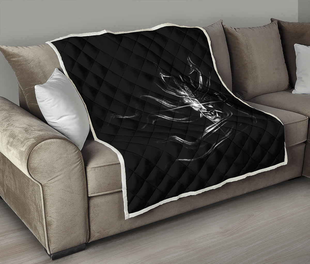 Evil Samurai Mask Print Quilt