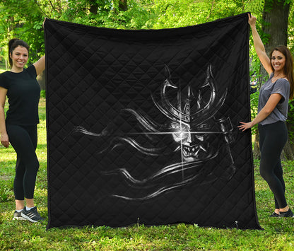 Evil Samurai Mask Print Quilt
