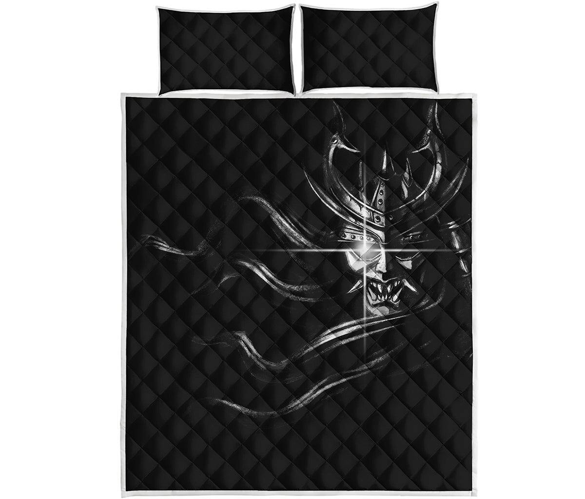 Evil Samurai Mask Print Quilt Bed Set