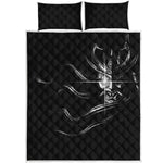 Evil Samurai Mask Print Quilt Bed Set