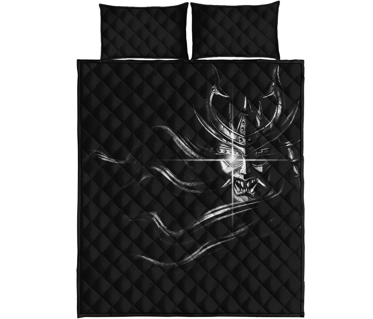 Evil Samurai Mask Print Quilt Bed Set