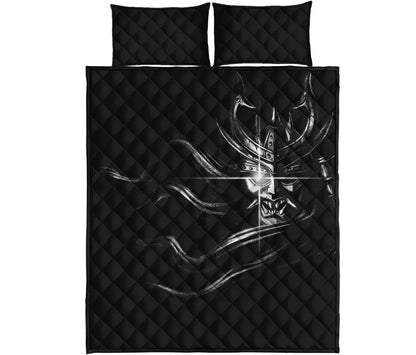 Evil Samurai Mask Print Quilt Bed Set
