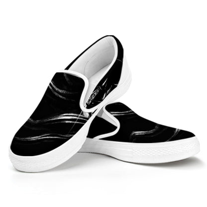 Evil Samurai Mask Print White Slip On Shoes