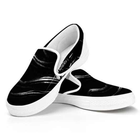 Evil Samurai Mask Print White Slip On Shoes