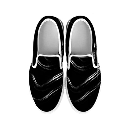 Evil Samurai Mask Print White Slip On Shoes