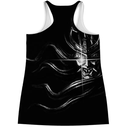 Evil Samurai Mask Print Women's Racerback Tank Top