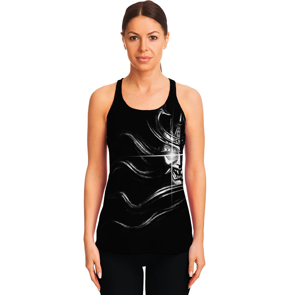 Evil Samurai Mask Print Women's Racerback Tank Top