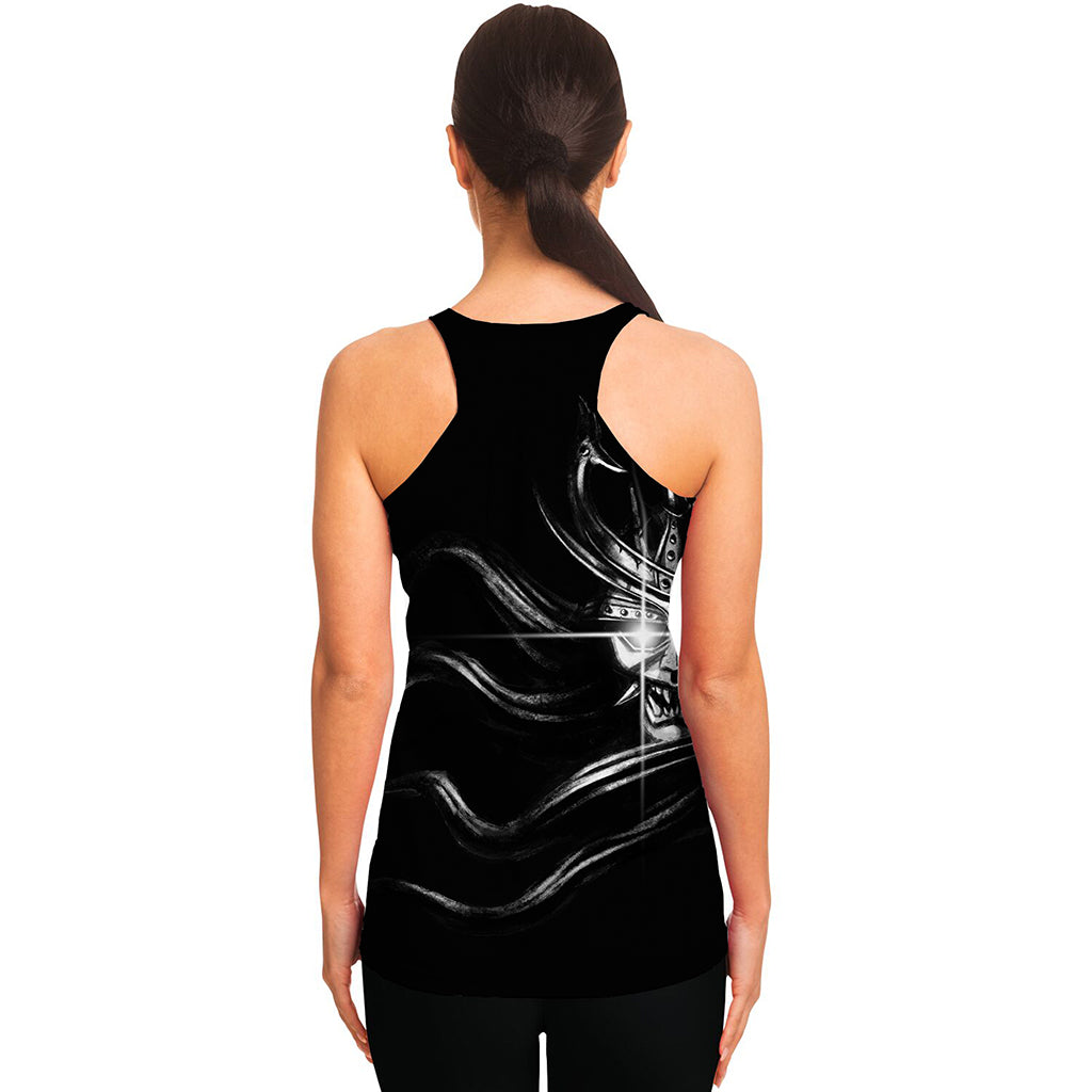 Evil Samurai Mask Print Women's Racerback Tank Top