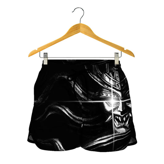Evil Samurai Mask Print Women's Shorts