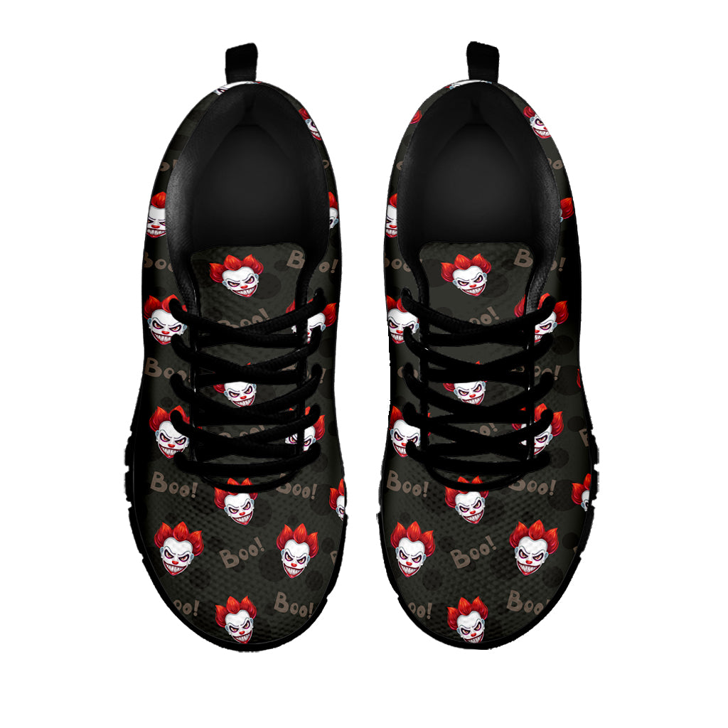 Evil Scary Clown Pattern Print Black Sneakers