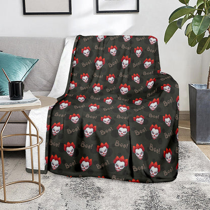 Evil Scary Clown Pattern Print Blanket