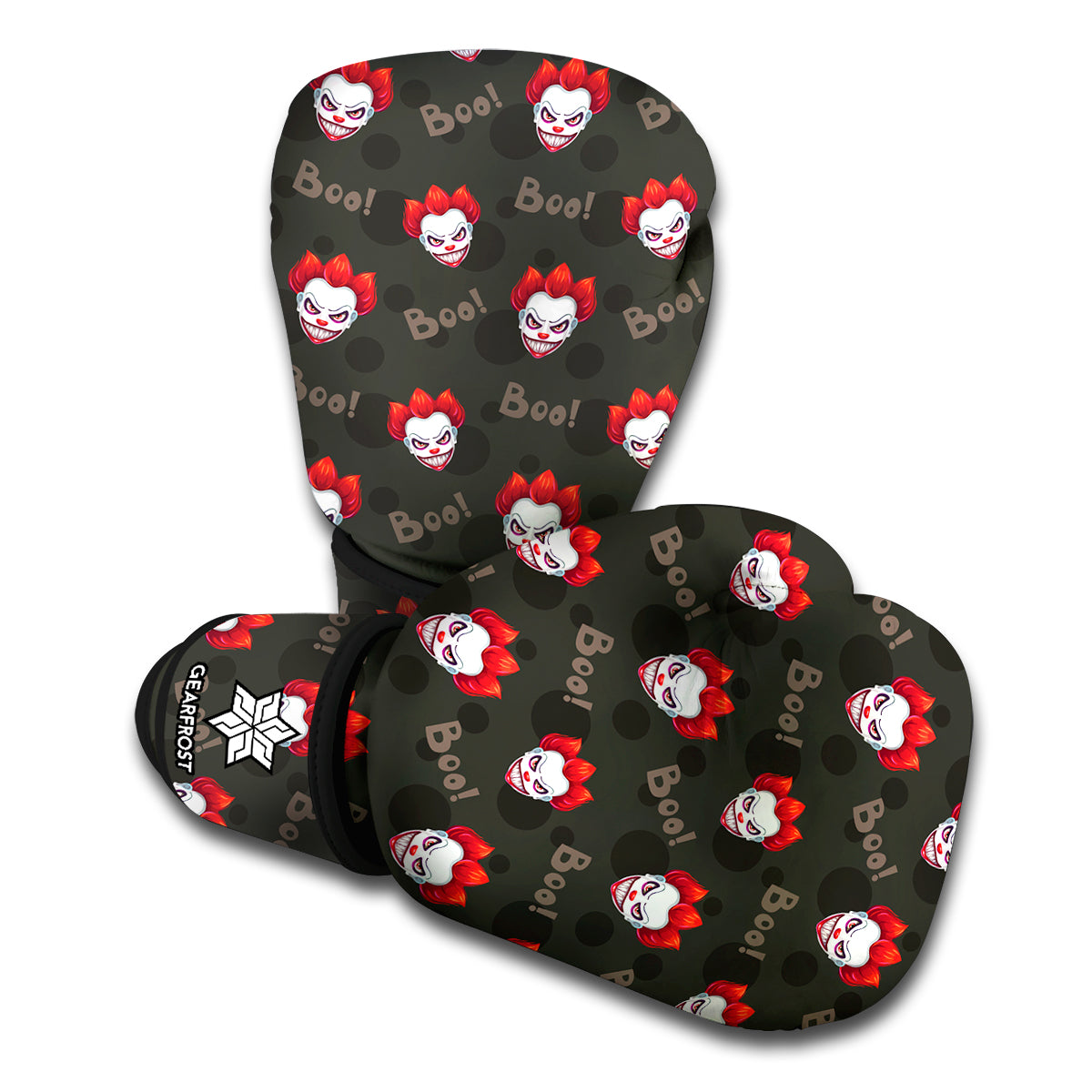 Evil Scary Clown Pattern Print Boxing Gloves