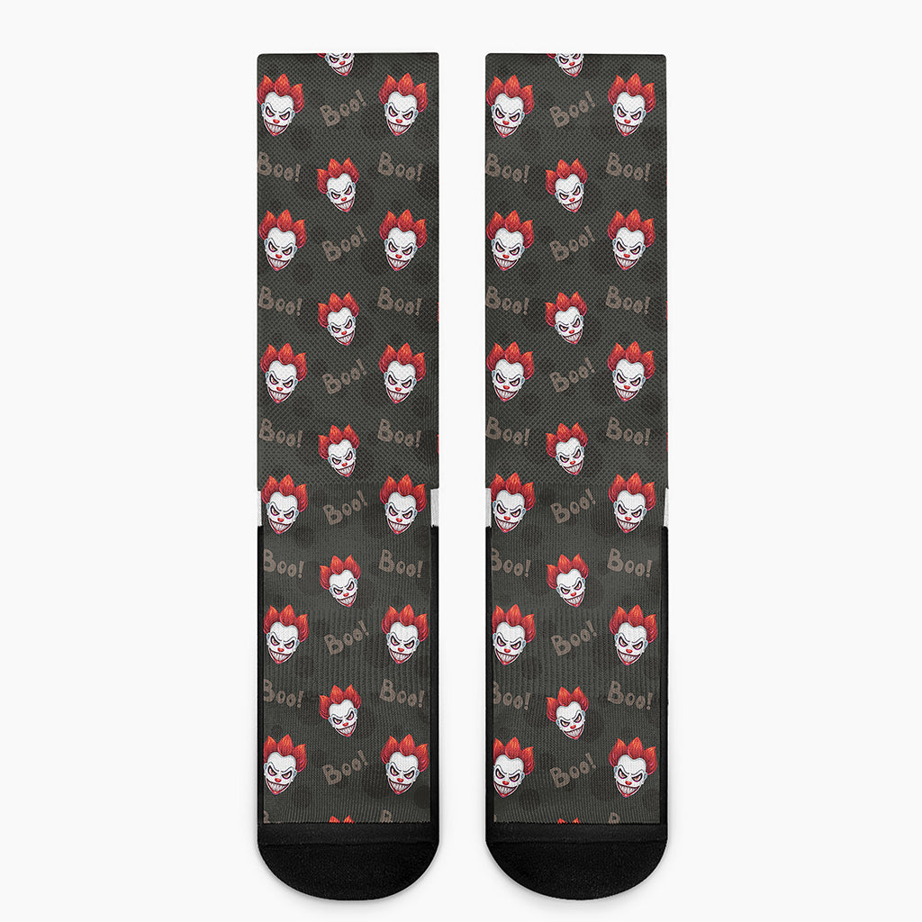 Evil Scary Clown Pattern Print Crew Socks