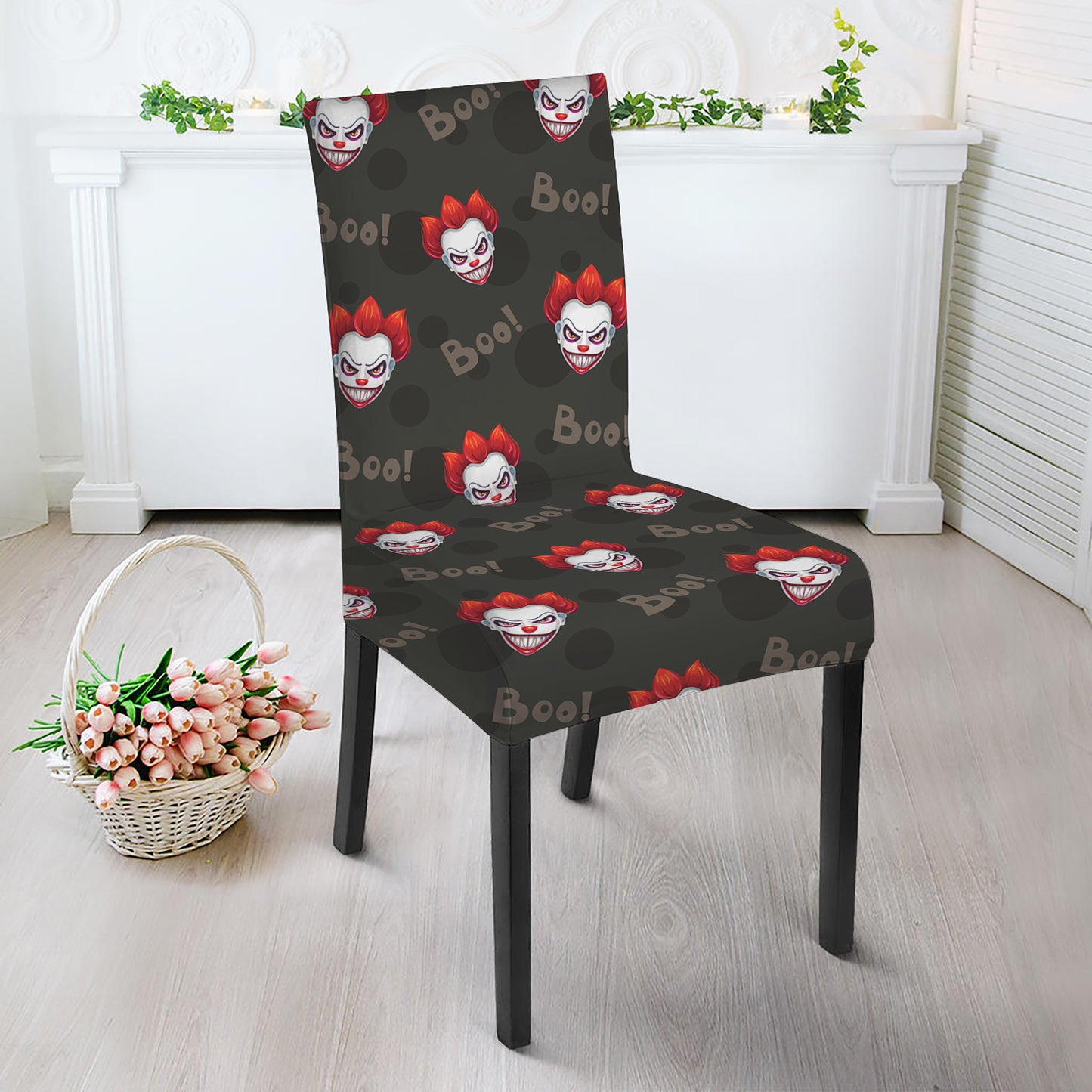 Evil Scary Clown Pattern Print Dining Chair Slipcover