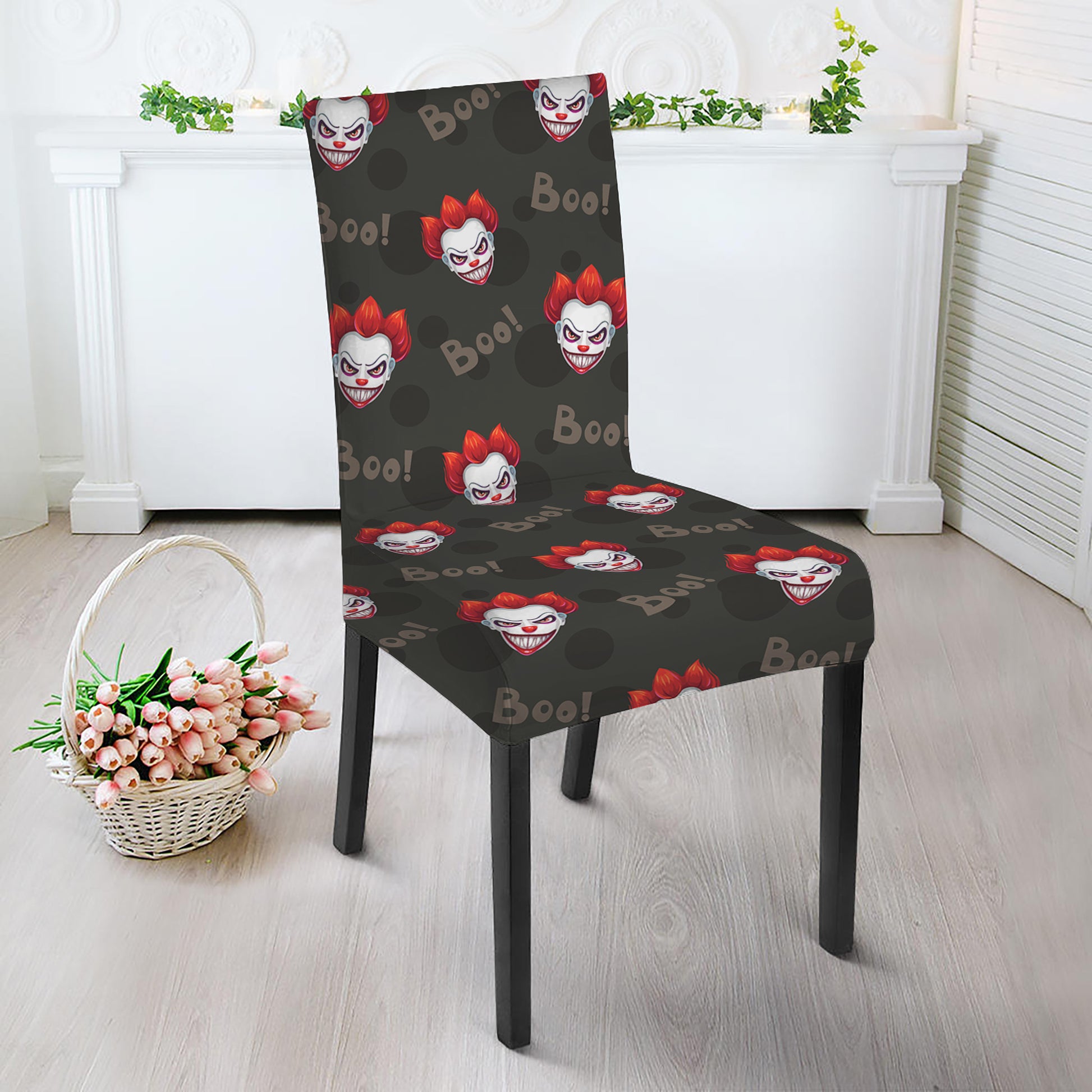 Evil Scary Clown Pattern Print Dining Chair Slipcover