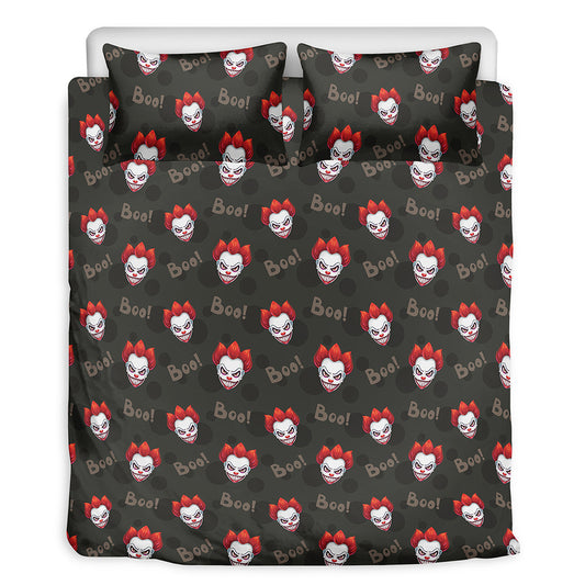 Evil Scary Clown Pattern Print Duvet Cover Bedding Set
