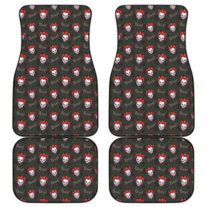 Evil Scary Clown Pattern Print Front and Back Car Floor Mats