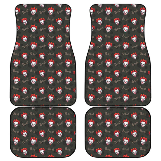 Evil Scary Clown Pattern Print Front and Back Car Floor Mats
