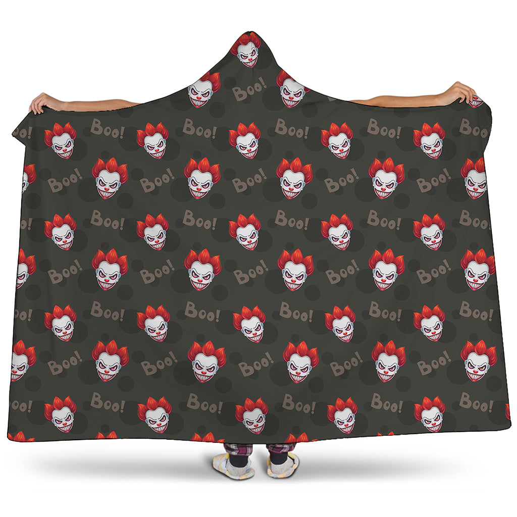 Evil Scary Clown Pattern Print Hooded Blanket