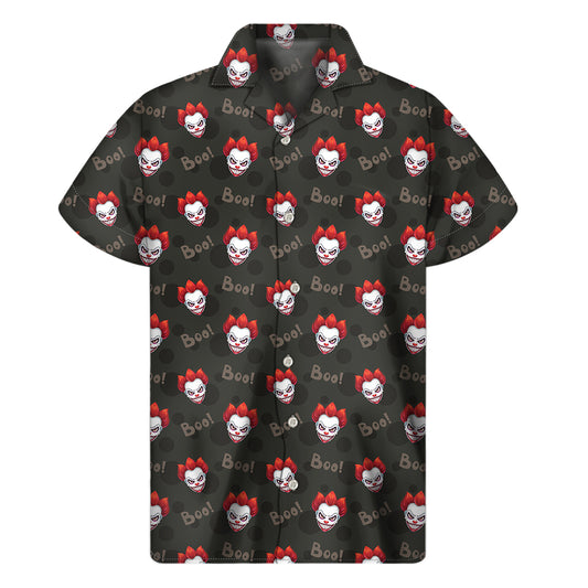 Evil Scary Clown Pattern Print Men's Short Sleeve Shirt
