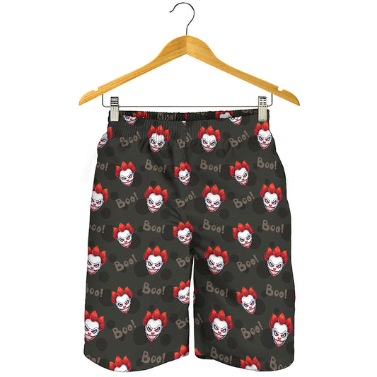Evil Scary Clown Pattern Print Men's Shorts