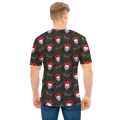 Evil Scary Clown Pattern Print Men's T-Shirt