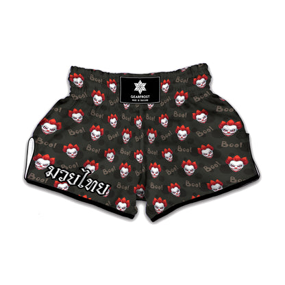 Evil Scary Clown Pattern Print Muay Thai Boxing Shorts