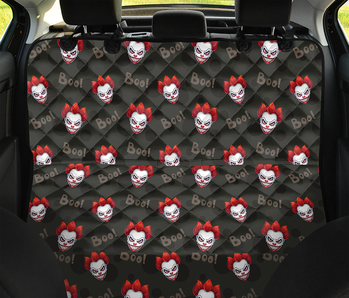 Evil Scary Clown Pattern Print Pet Car Back Seat Cover