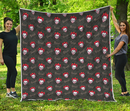 Evil Scary Clown Pattern Print Quilt