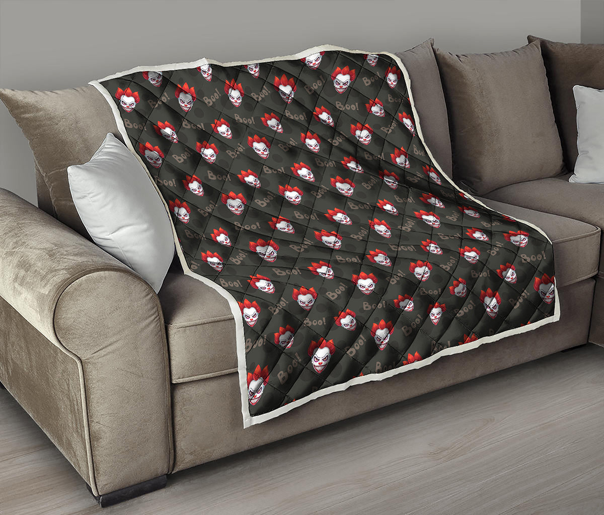 Evil Scary Clown Pattern Print Quilt