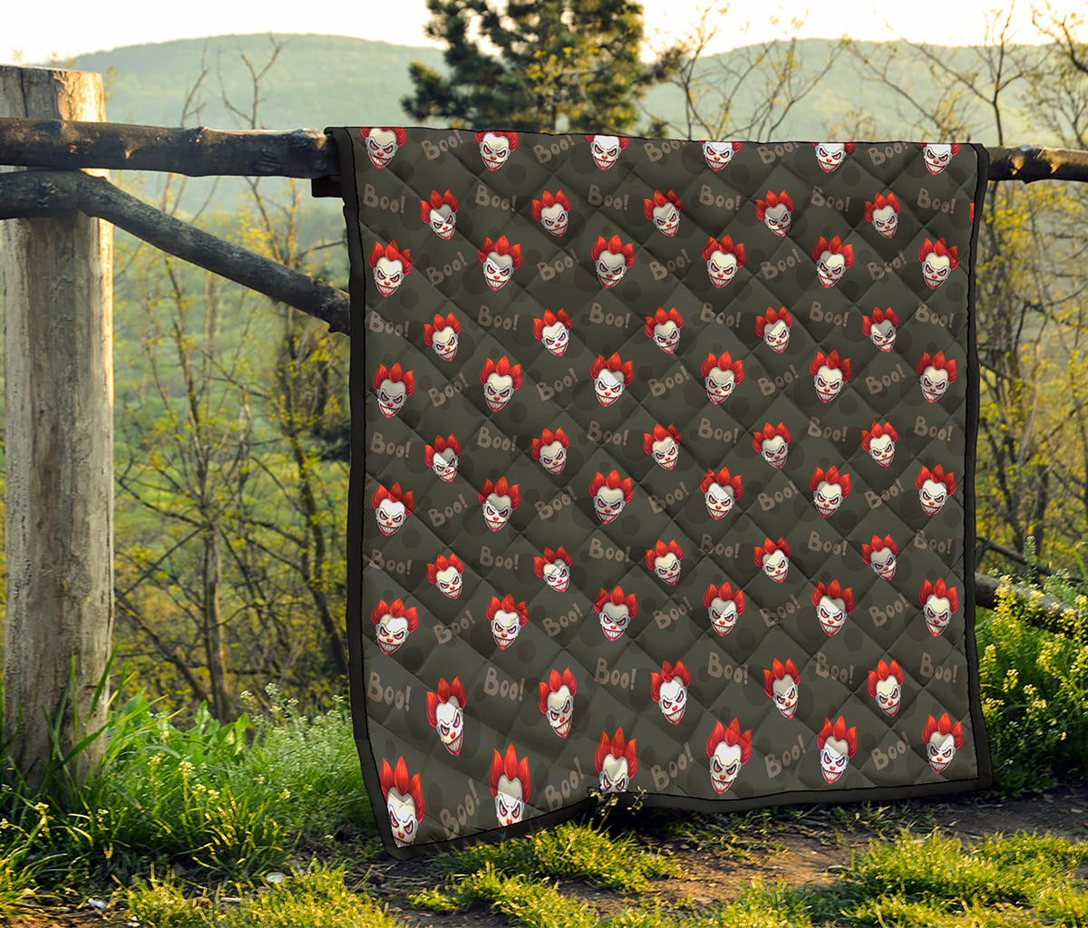 Evil Scary Clown Pattern Print Quilt