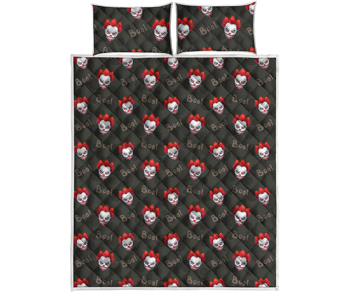 Evil Scary Clown Pattern Print Quilt Bed Set
