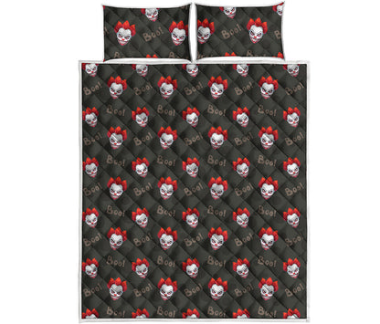 Evil Scary Clown Pattern Print Quilt Bed Set