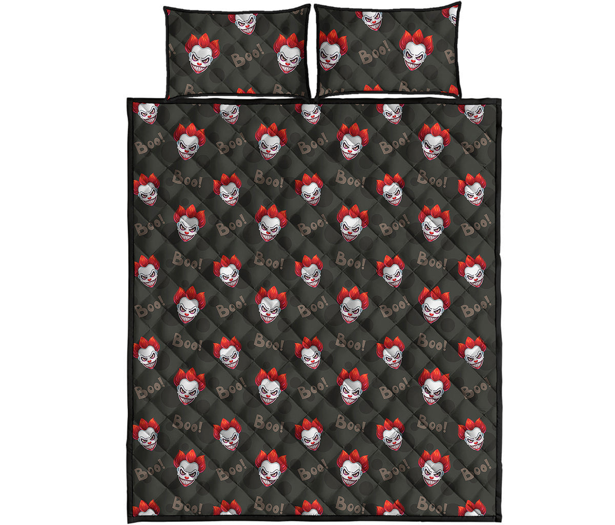 Evil Scary Clown Pattern Print Quilt Bed Set
