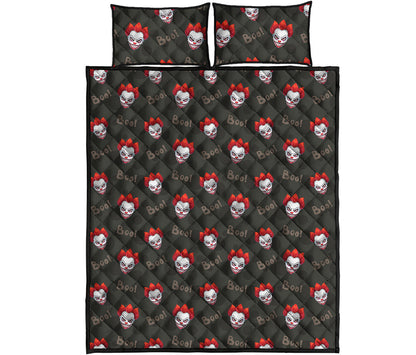 Evil Scary Clown Pattern Print Quilt Bed Set
