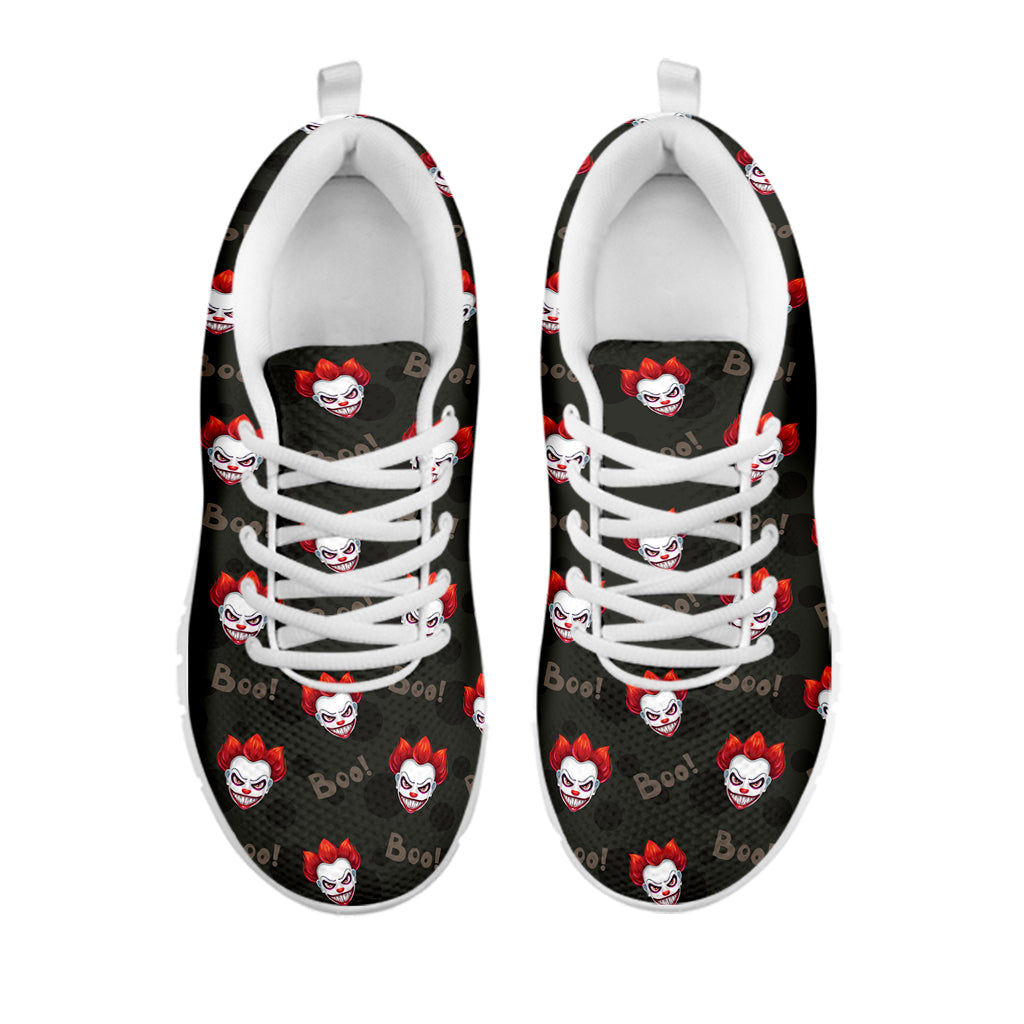 Evil Scary Clown Pattern Print White Sneakers