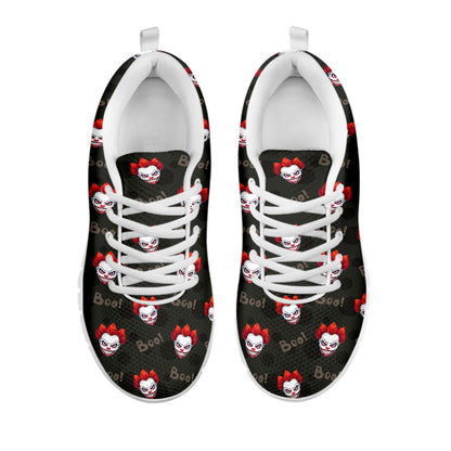 Evil Scary Clown Pattern Print White Sneakers