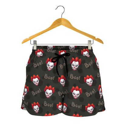 Evil Scary Clown Pattern Print Women's Shorts