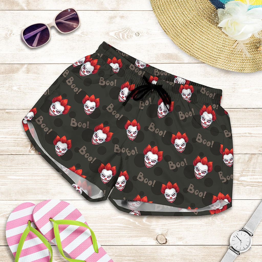Evil Scary Clown Pattern Print Women's Shorts