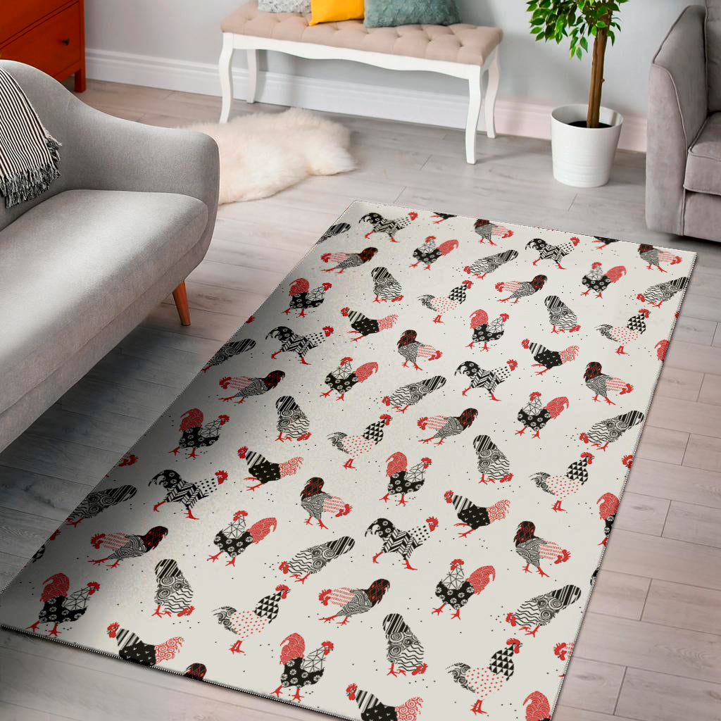 Exotic Chicken Pattern Print Area Rug