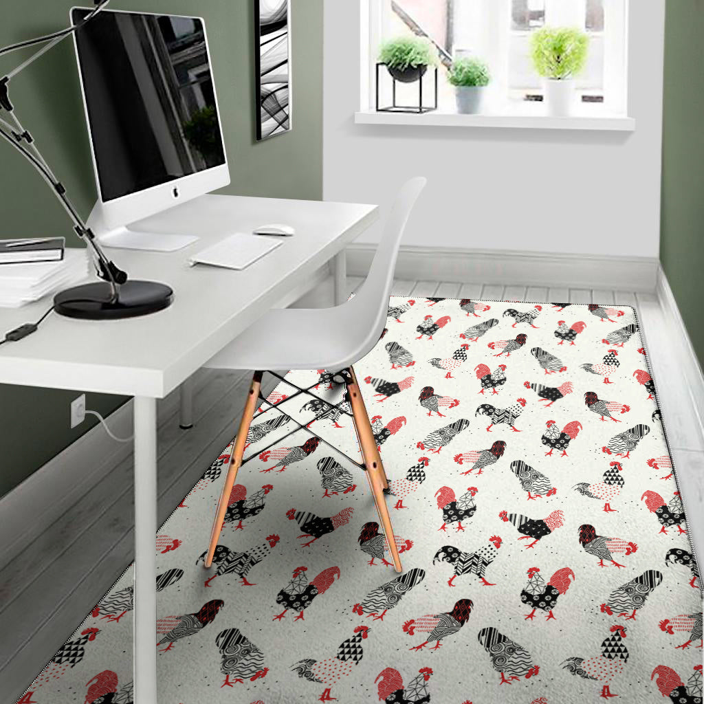 Exotic Chicken Pattern Print Area Rug