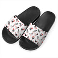 Exotic Chicken Pattern Print Black Slide Sandals