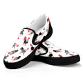 Exotic Chicken Pattern Print Black Slip On Sneakers