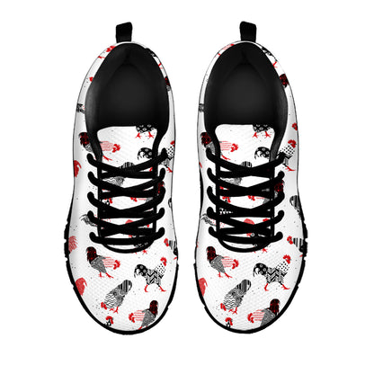 Exotic Chicken Pattern Print Black Sneakers