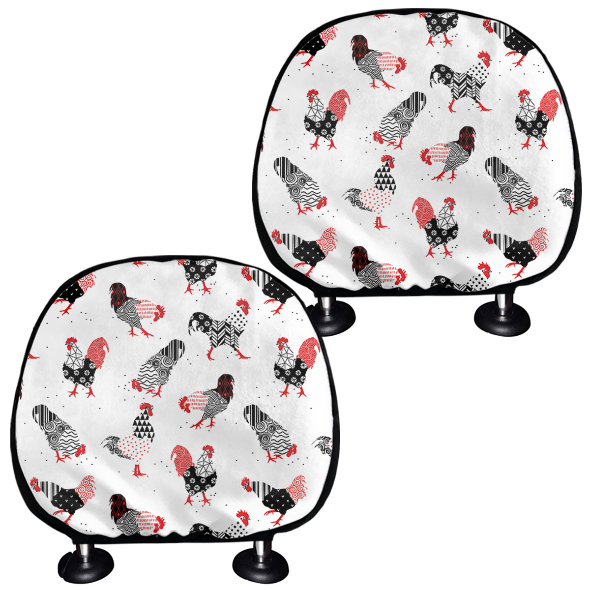 Exotic Chicken Pattern Print Car Headrest Covers