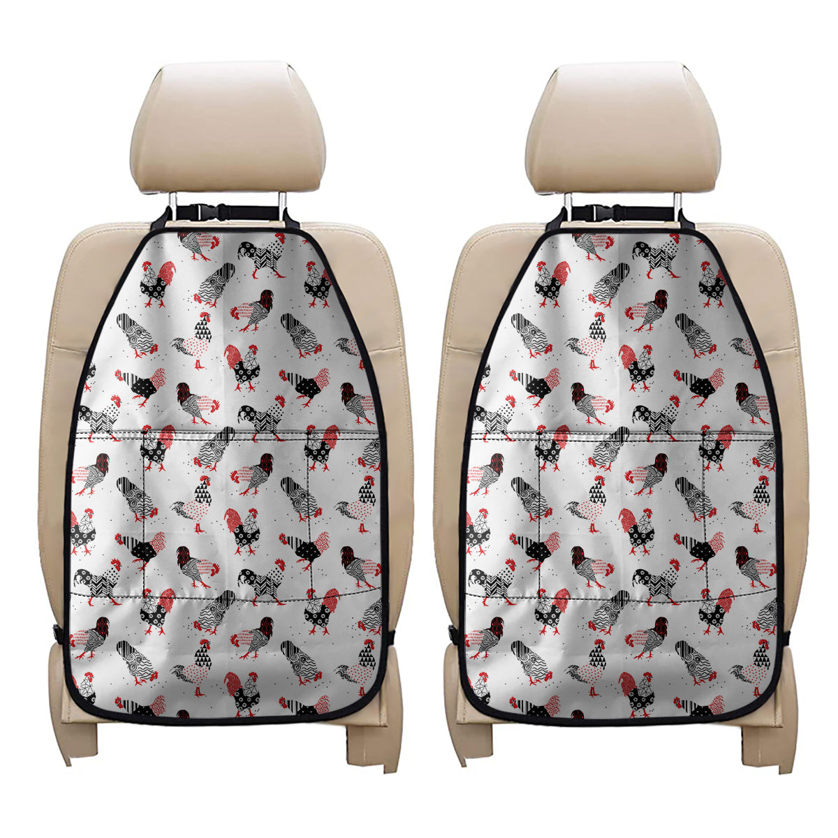 Exotic Chicken Pattern Print Car Seat Organizers