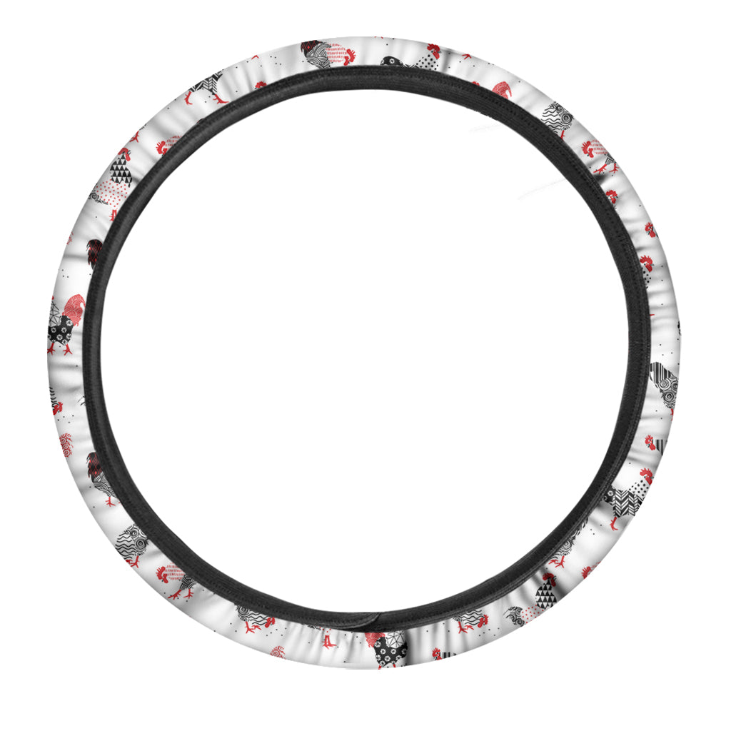 Exotic Chicken Pattern Print Car Steering Wheel Cover